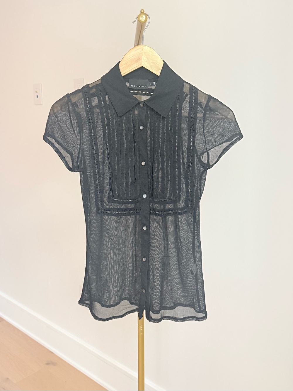 The Limited Black Sheer Beaded Blouse XS